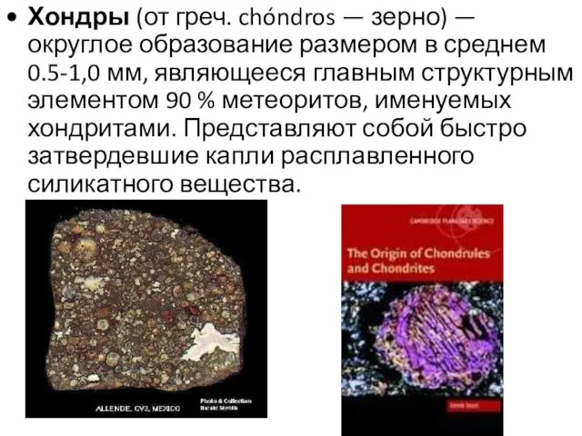 Хондры (от греч. chóndros — зерно) — округлое образование размером