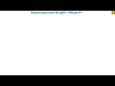 Характеристики КА ДЗЗ «Обзор-Р» 34