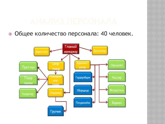 АНАЛИЗ ПЕРСОНАЛА Общее количество персонала: 40 человек.