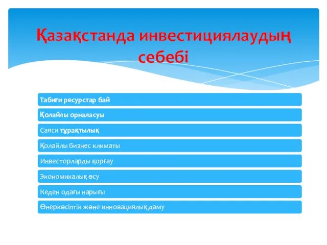 Қазақстанда инвестициялаудың себебі