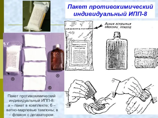 Пакет противохимический индивидуальный ИПП-8: а – пакет в комплекте; б