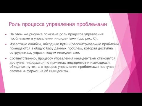 Роль процесса управления проблемами На этом же рисунке показана роль