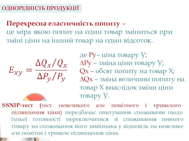 ОДНОРІДНІСТЬ ПРОДУКЦІЇ Перехресна еластичність попиту – це міра якою попит