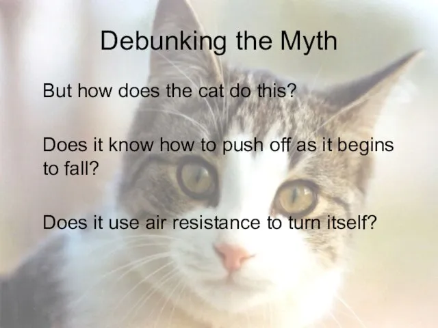 Debunking the Myth But how does the cat do this? Does it know