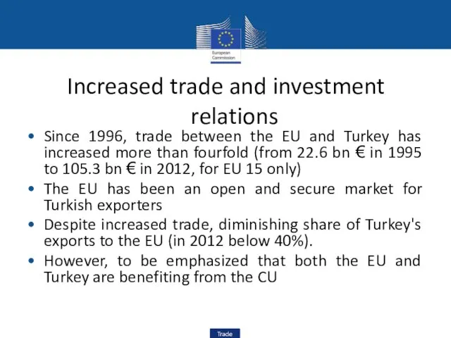 Increased trade and investment relations Since 1996, trade between the