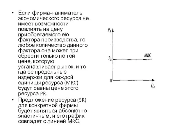 Если фирма-наниматель экономического ресурса не имеет возможности повлиять на цену