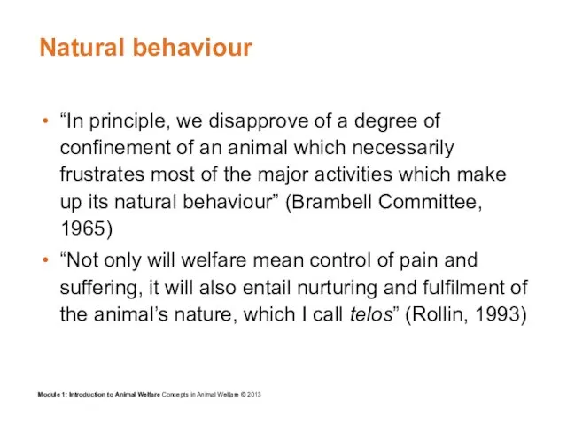 Natural behaviour “In principle, we disapprove of a degree of