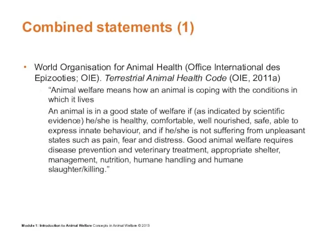 Combined statements (1) World Organisation for Animal Health (Office International