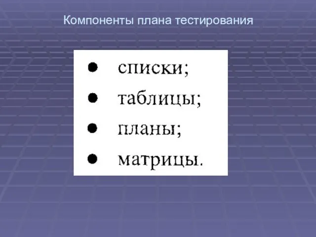 Компоненты плана тестирования