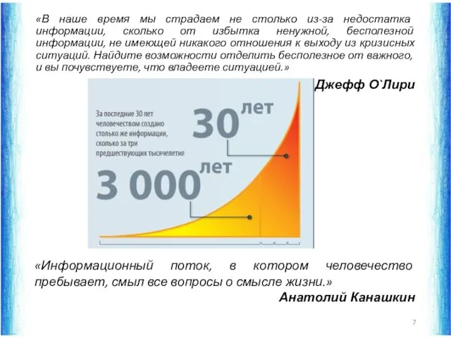 «В наше время мы страдаем не столько из-за недостатка информации,