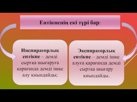 Ентікпенің екі түрі бар: Инспираторлық ентікпе – демді сыртқа шығаруға