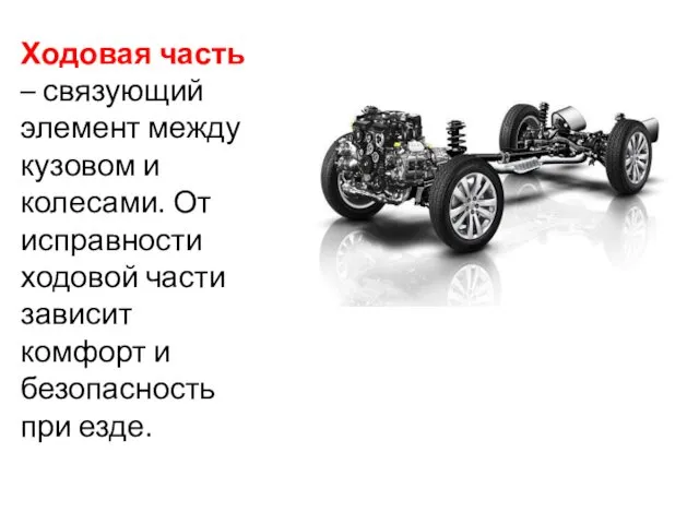 Ходовая часть – связующий элемент между кузовом и колесами. От