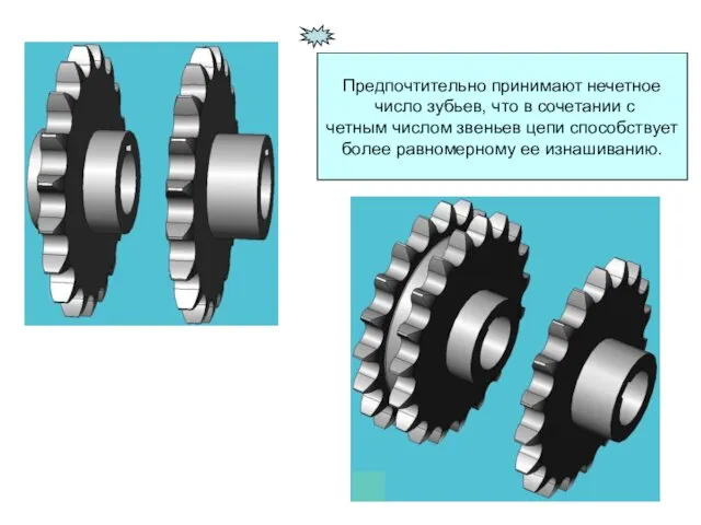 Предпочтительно принимают нечетное число зубьев, что в сочетании с четным