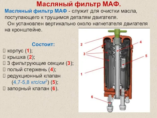 Масляный фильтр МАФ. Масляный фильтр МАФ - служит для очистки