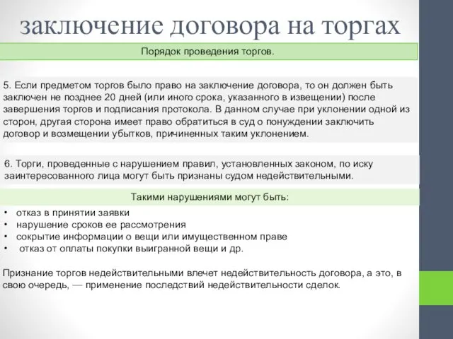 заключение договора на торгах отказ в принятии заявки нарушение сроков