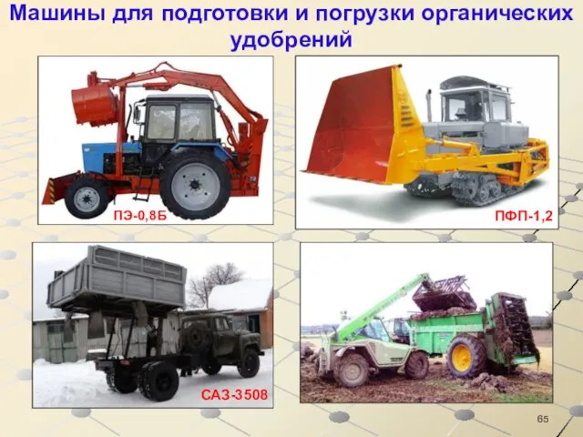 Машины для подготовки и погрузки органических удобрений ПЭ-0,8Б ПФП-1,2 САЗ-3508