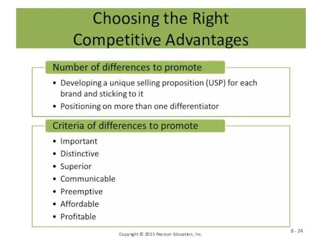 Choosing the Right Competitive Advantages 6 -