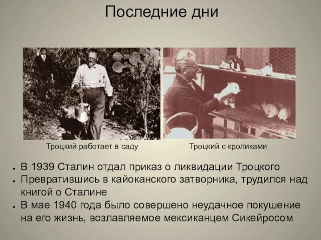 Последние дни В 1939 Сталин отдал приказ о ликвидации Троцкого