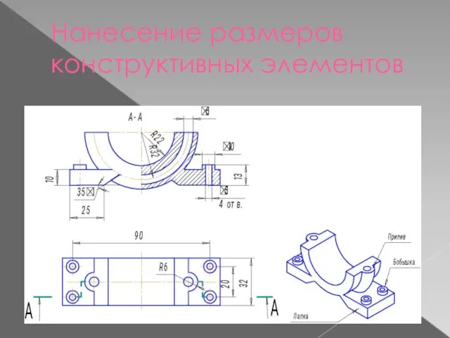 Нанесение размеров конструктивных элементов