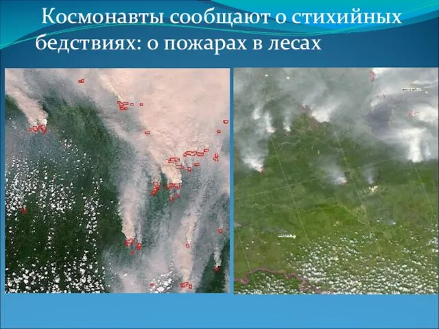 Космонавты сообщают о стихийных бедствиях: о пожарах в лесах