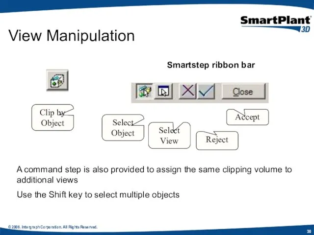 © 2006. Intergraph Corporation. All Rights Reserved. View Manipulation Smartstep ribbon bar A