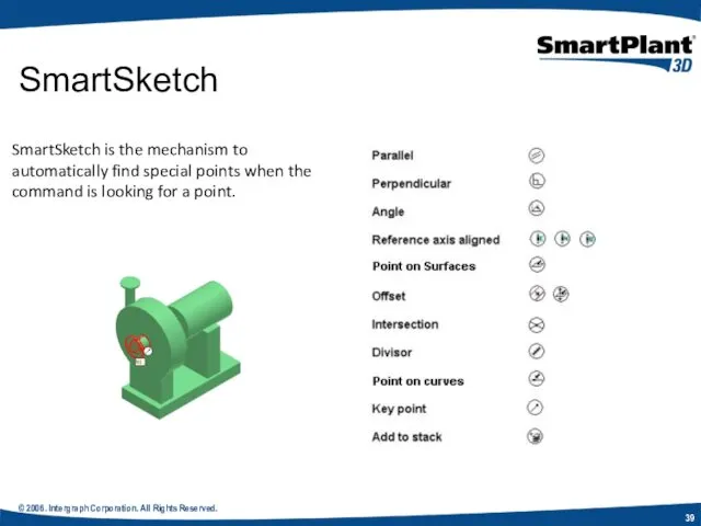 © 2006. Intergraph Corporation. All Rights Reserved. SmartSketch SmartSketch is the mechanism to
