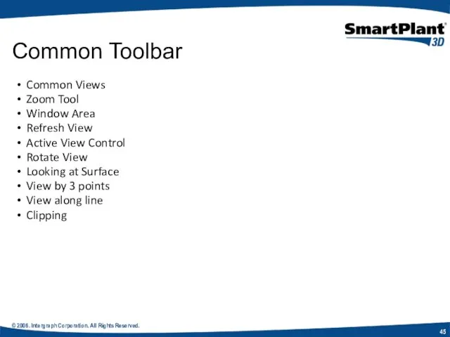 © 2006. Intergraph Corporation. All Rights Reserved. Common Views Zoom Tool Window Area