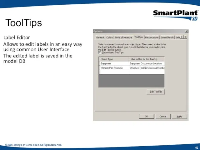 © 2006. Intergraph Corporation. All Rights Reserved. Label Editor Allows