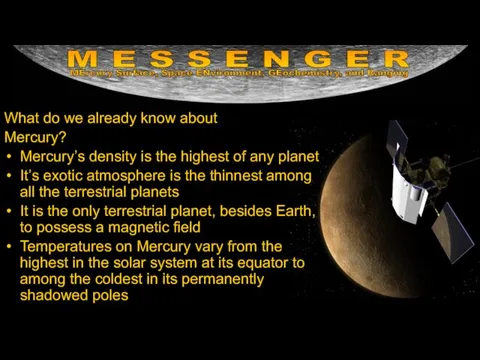 What do we already know about Mercury? Mercury’s density is