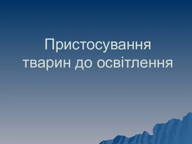 Пристосування тварин до освітлення