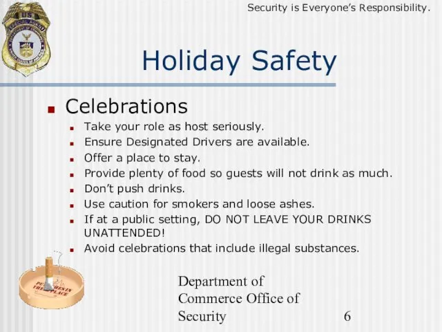 Department of Commerce Office of Security Holiday Safety Celebrations Take