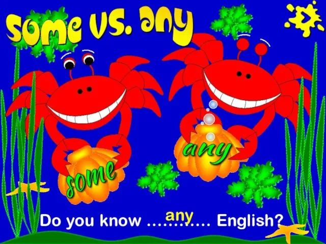 some any Do you know ………… English? any