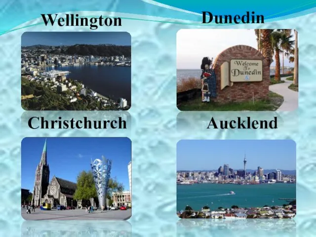 Wellington Dunedin Christchurch Aucklend