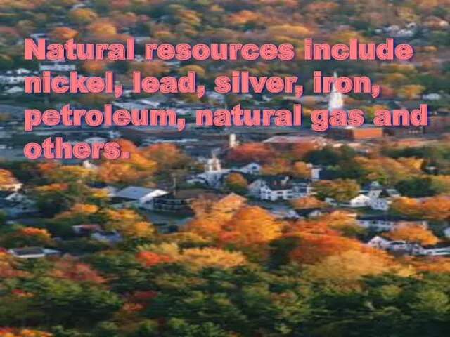 Natural resources include nickel, lead, silver, iron, petroleum, natural gas and others.