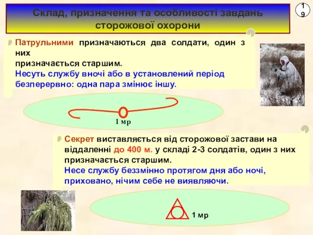 19 Склад, призначення та особливості завдань сторожової охорони Патрульними призначаються