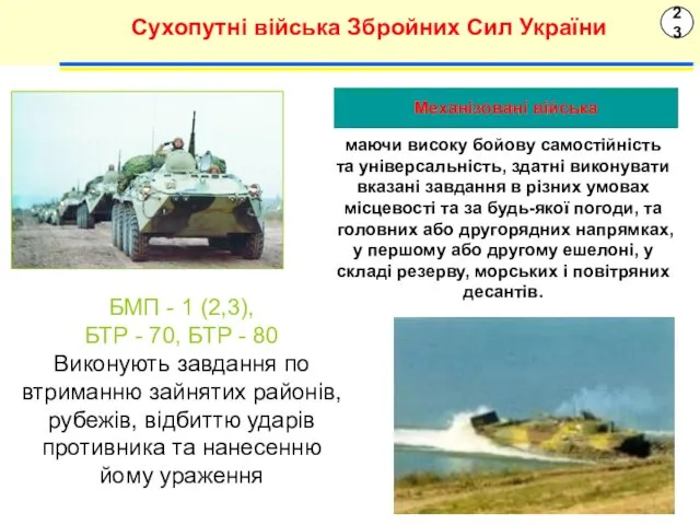 23 Сухопутні війська Збройних Сил України БМП - 1 (2,3),