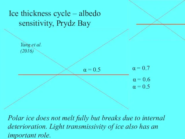 Ice thickness cycle – albedo sensitivity, Prydz Bay α =