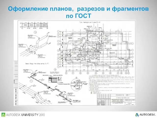 Оформление планов, разрезов и фрагментов по ГОСТ