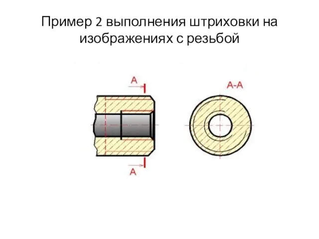 Пример 2 выполнения штриховки на изображениях с резьбой