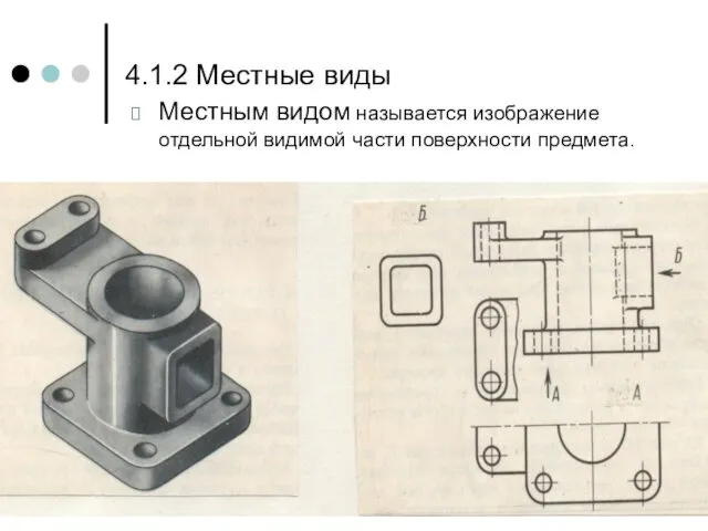 4.1.2 Местные виды Местным видом называется изображение отдельной видимой части поверхности предмета.