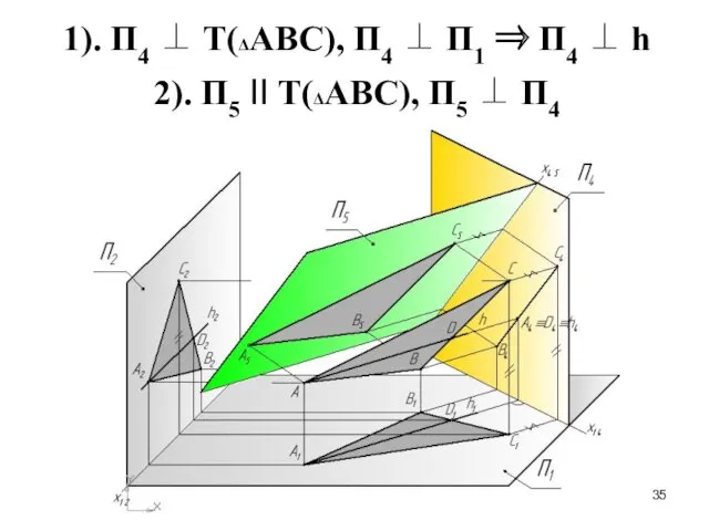 1). П4 ⊥ Т(ΔАВС), П4 ⊥ П1 ⇒ П4 ⊥