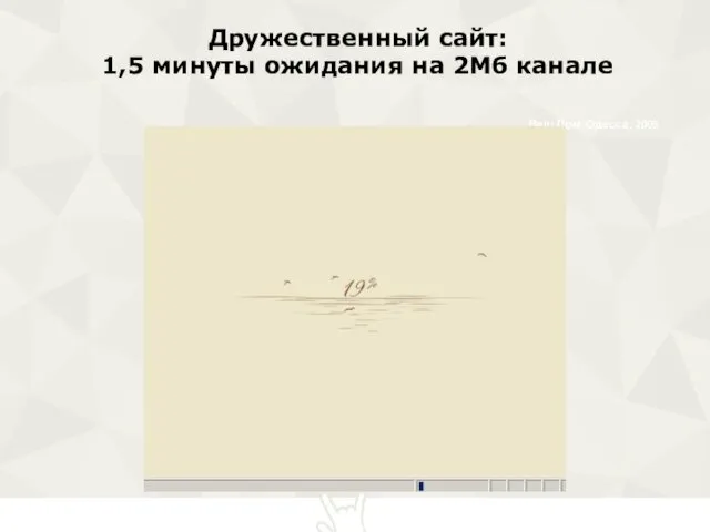 Ваш Дом, Одесса, 2005 Дружественный сайт: 1,5 минуты ожидания на 2Мб канале