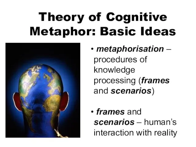 Theory of Cognitive Metaphor: Basic Ideas metaphorisation – procedures of