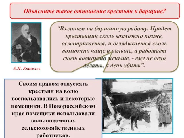 Предпосылки отмены крепостного права Своим правом отпускать крестьян на волю