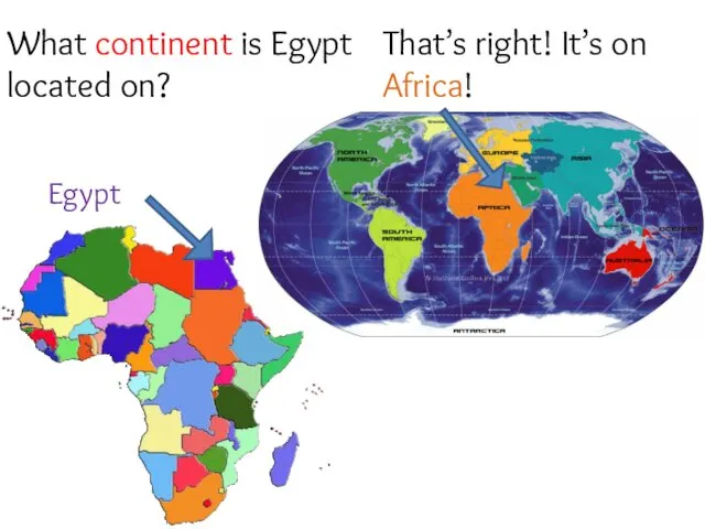 What continent is Egypt located on? That’s right! It’s on Africa! Egypt