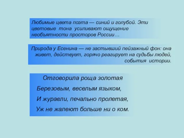 Любимые цвета поэта — синий и голубой. Эти цветовые тона