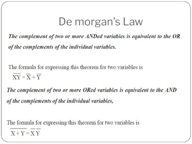 De morgan’s Law