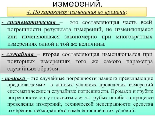 Описание погрешностей измерений. - промахи – это случайные погрешности намного