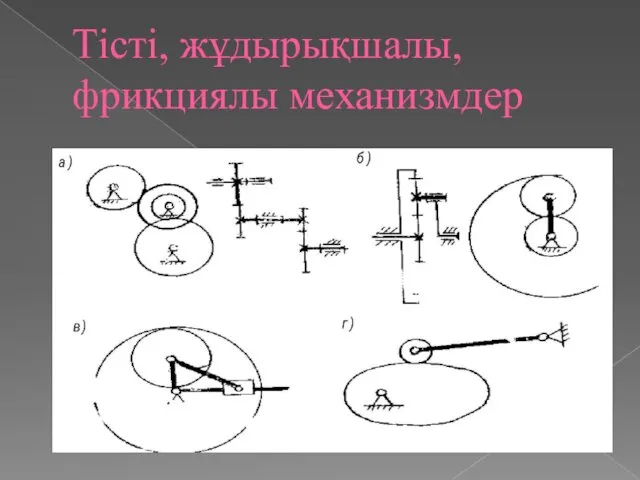 Тісті, жұдырықшалы, фрикциялы механизмдер