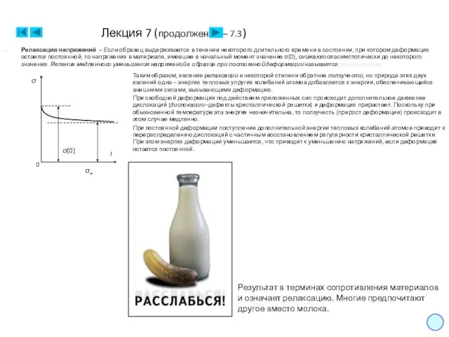 Лекция 7 (продолжение – 7.3) Релаксация напряжений – Если образец